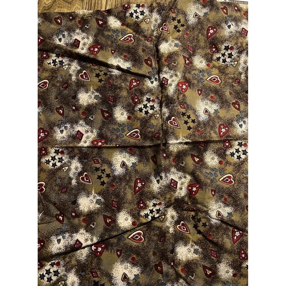 Rustic Folk Art Fabric - 40" X 18"  - Mossy Green With Stars And Hearts - Picture 6 of 7